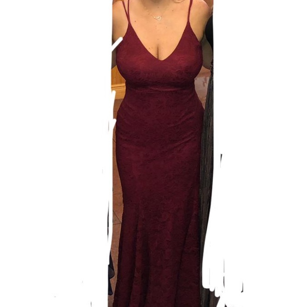 Burgundy evening dress